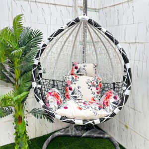 Premium Two-Tone Egg Hanging Swing Chair with Stand | Indoor & Outdoor Dolna