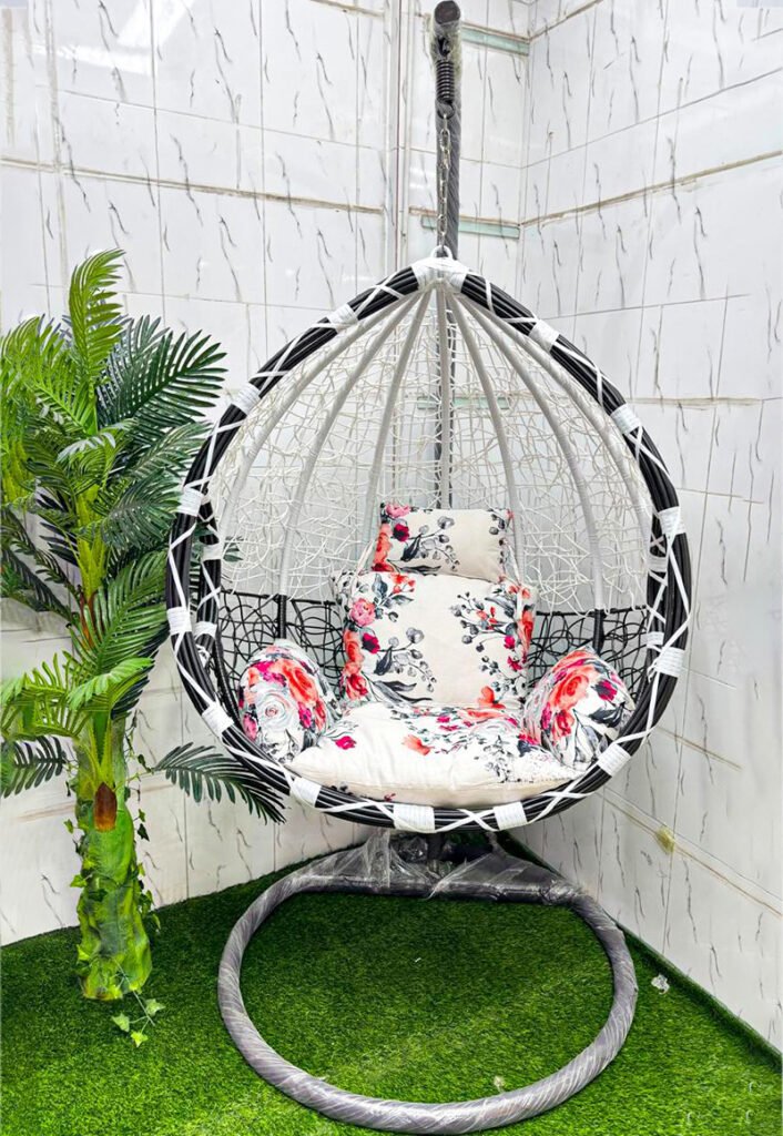 Premium Two-Tone Egg Hanging Swing Chair with Stand | Indoor & Outdoor Dolna