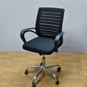 Premium black ergonomic mesh office chair with adjustable height and chrome base