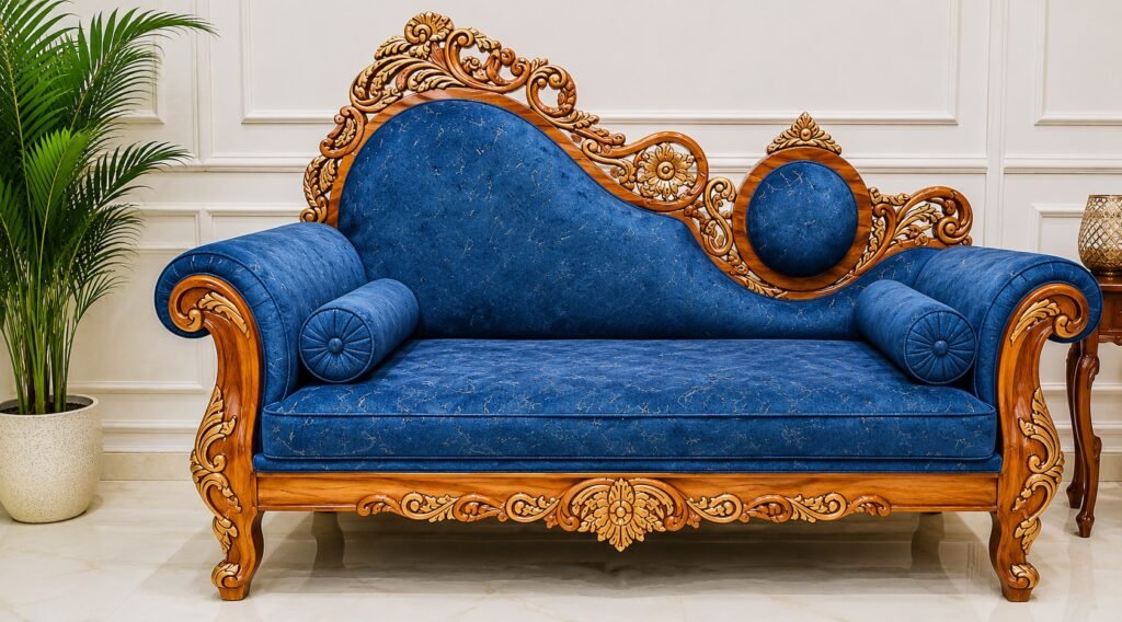 Premium Segun Wood Royal Divan Sofa | Luxury Wooden Furniture | Bazario88