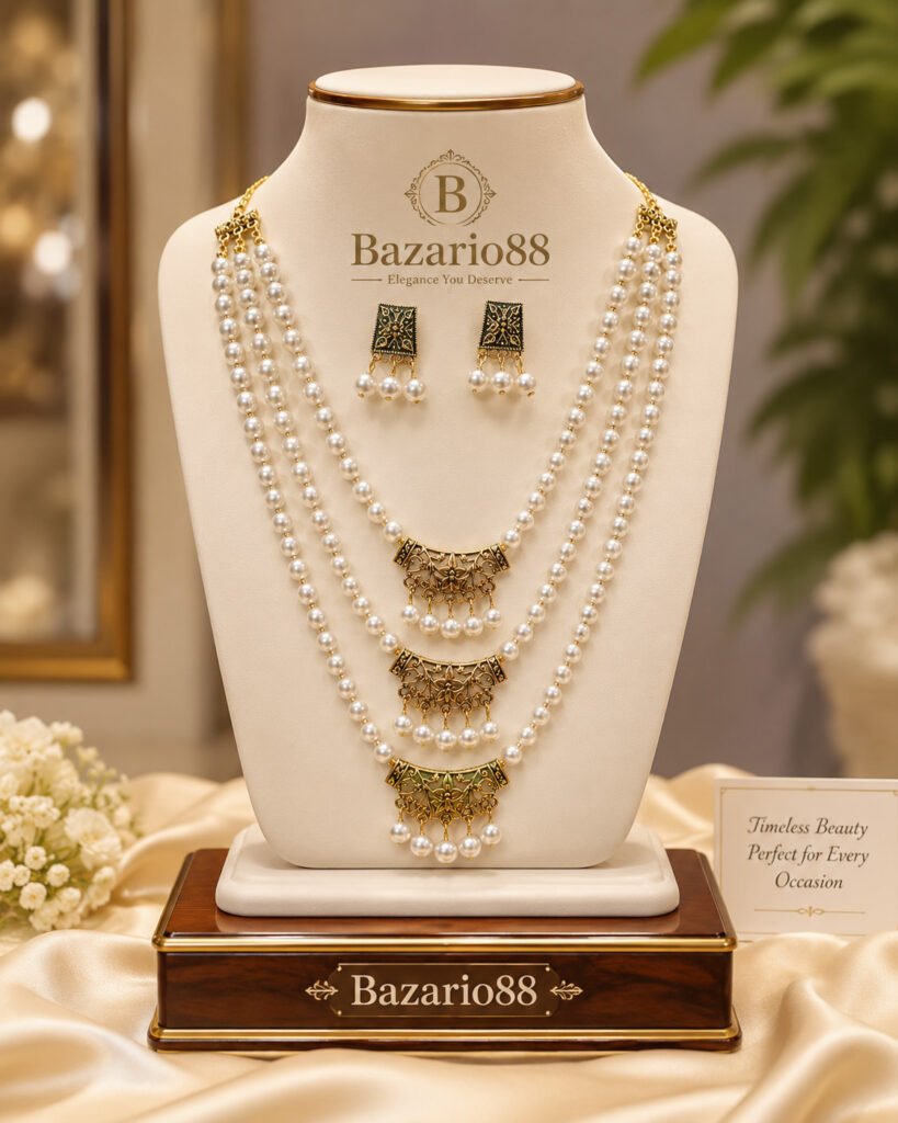 Luxury Multi-Layer Pearl Necklace Set with Earrings