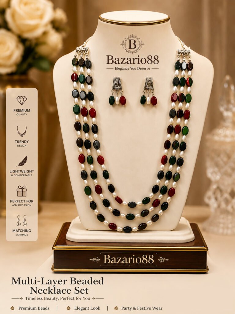 Premium Multi-Color Pearl Beaded Necklace Set