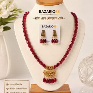 Ruby Red Necklace Set with Matching Earrings | Bazario88