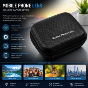 Professional Mobile Phone Camera Lens Kit – Wide Angle, Macro & Fisheye Lens with Carrying Case