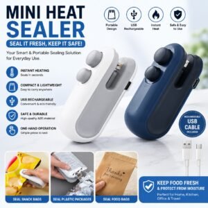 Portable USB Rechargeable Mini Heat Sealer and Bag Cutter for Sealing Food Storage Bags and Snack Packets