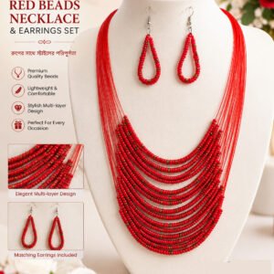 Premium Handmade Red Beads Necklace & Earrings Set | Elegant Fashion Jewelry for Women
